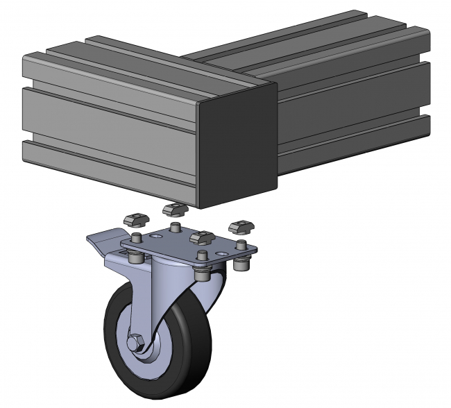 Lenkrolle mit Platte und Feststeller, Rolle, Rollen, Laufrolle, Laufrollen, Rad, Räder, Reifen, Bremse, Bremsen, Radbremse, Totalfeststeller, Radkranz, Metallbremse, 1330 K 075 GR 02, 1330 K 100 GR 02, 1330 K 050 GR 02, 1330 K 125 GR 02