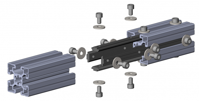 T-nut slot 10 block 4-way guided