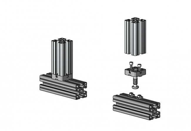 Verbinder 90°, Nut 8, Nut 10, Bosch, Bauer, AL DG, Aluminium, Druckguss, TecEnMa, 4202 AL 4510 EL 01, 4202 AL 3008 EL 01