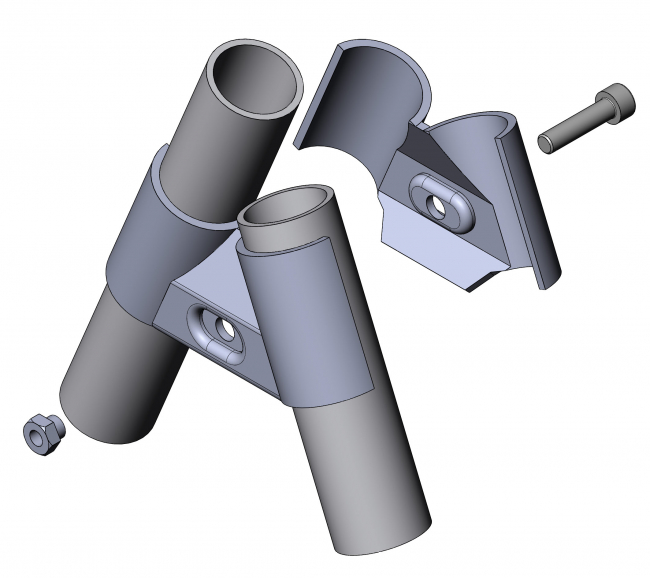 Endverbinder 45°, Eckverbinder, 45°, 45 Grad, 45, Grad, Rohrprofilsystem, Rohrverbinder, Rohr Verbinder, Rohr, Verbinder, Diagonal, Diagonalverbinder, 45° Verbinder, 5021 S 001 SW 01