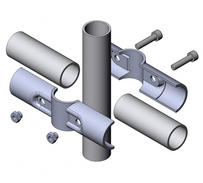 Verbinder 180° 2-fach, Verbinder, 180°, 2-fach, 180 Grad, Rohrprofilsystem, Rohrverbinder, Rohr Verbinder, Rohr, Kreuzverbinder, Kreuz, 5022 S 001 SW 01