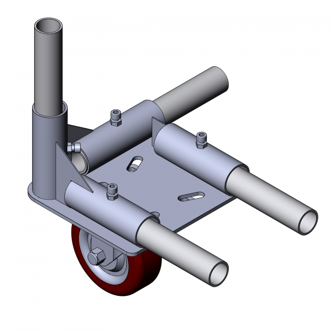Aufnahme für Rollen rechts, rechts, Rollenbefestigung, Rollenhalter, Rahmen, Bodenstück, Rollenstück, Rollenadapter, Adapter, Parallelverbinder, Rohrprofilsystem, Rohrverbinder, Rohr Verbinder, Rohr, Verbinder, 5031 S 001 SW 01