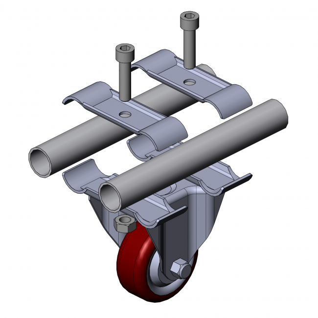 Aufnahme-Set für Rollen, Rollenaufnahme, Doppelschelle, Schelle, Rollenschelle, Paralellverbinder, Parallellaufnahme, Rollenbefestigung, Rohrprofilsystem, Rohrverbinder, Rohr Verbinder, Rohr, Verbinder, 5032 S 001 VZ 01