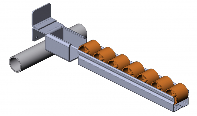 Wheel Rails inclusion with stop, Roller strip