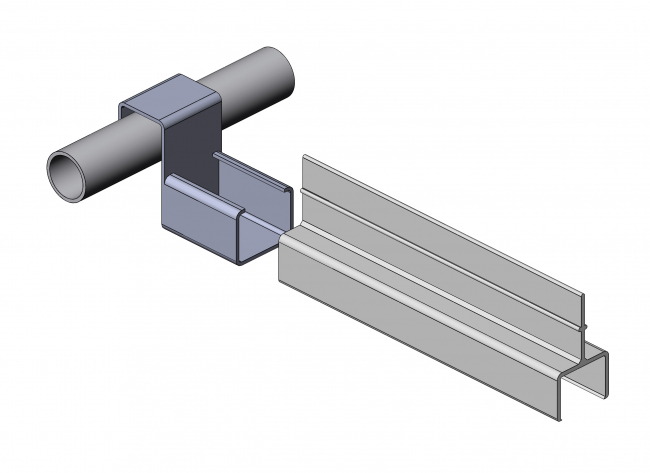 Lateral guidance middle for roller strip, wheel rails