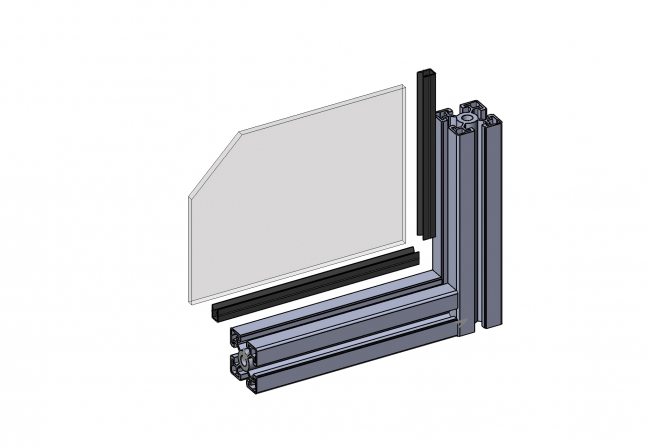 Einfassprofil, soft, Nut 10, schwarz, Flächenelemente, Glasscheibe