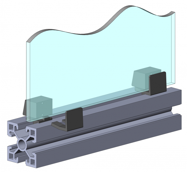 Uniblock Clip, Uniblock, PA, Scheibenhalter, Halter, Flächenelement, Anbauteil, Zubehör, flexibel, Nut