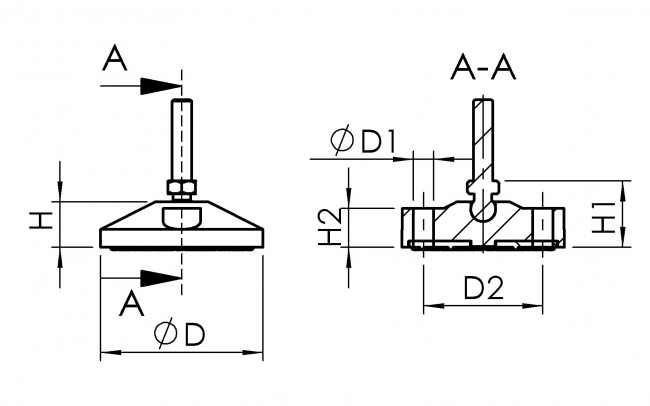 Antirutschplatte Gelenkfuß Stellfuß Kunststofffuß Gelenkstellfuß 1112K030SW01 1112K040SW01 1112K050SW01 1112K060SW01 1112K080SW01 1112K080SW02 1112K100SW01