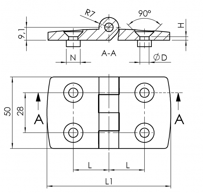 Scharnier, Scharniere, Türscharnier, Türscharniere, Kunststoffscharnier, Kunststoffscharniere, Lochabstand, nicht aushängbar, fest, fix, 2010 K 2020 SW 01 F,2010 K 3030 SW 01 F,2010 K 4040 SW 01 F, 2010 K 4545 SW 01 F