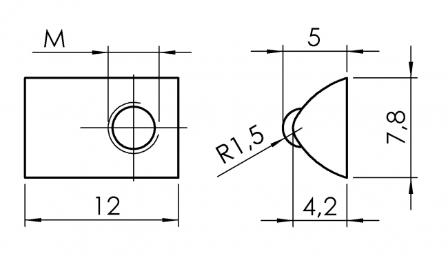 Nutenstein, einschwenkbar mit Kugel
