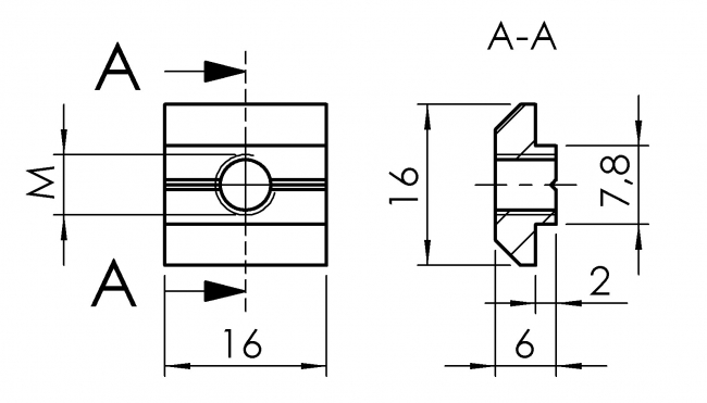 Nutenstein Nut 8 mit Führung