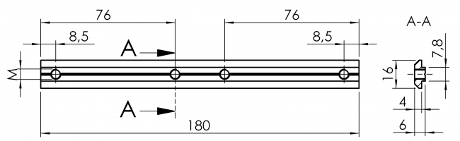 Nutenstein 4-fach Nut 8 mit Führung