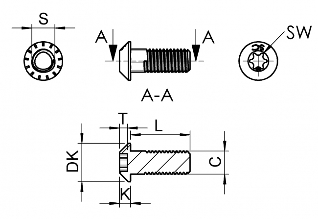 Self-tapping screw, Torx