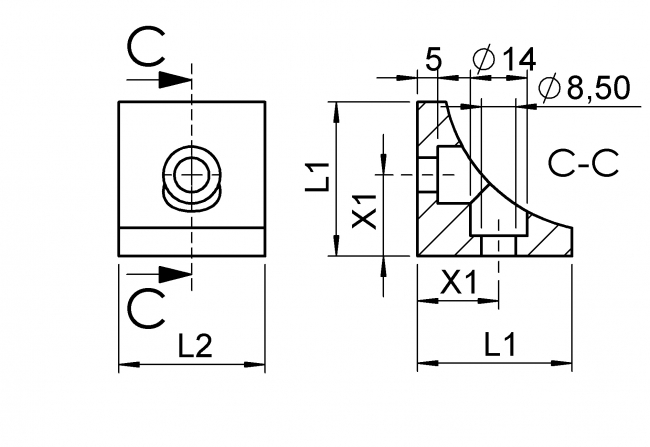 Eckwinkel, Nut 10, Aluminium, Magnesium, Silicium, F27, 4020 3836 EL 01, 4020 4340 EL 01, 4020 A 4846 EL, 4020 A 5856 EL 01