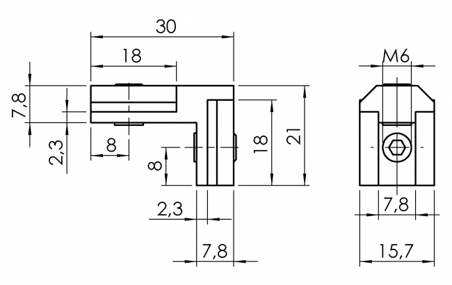 Groove angle slot 8 inside Groove angle slot 8 inside