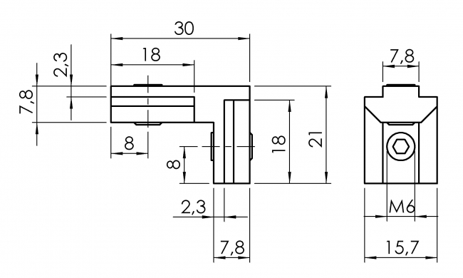 Groove angle slot 8 outside