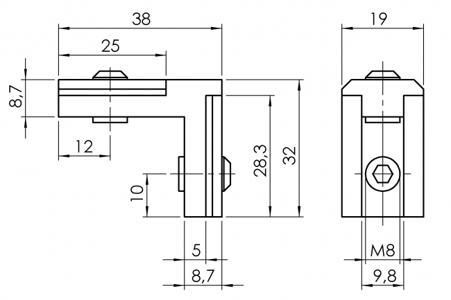 Nutwinkel, Nut 10, innen, Innenwinkel, Innenwinkel innen, 4101 S 1001 VZ 01
