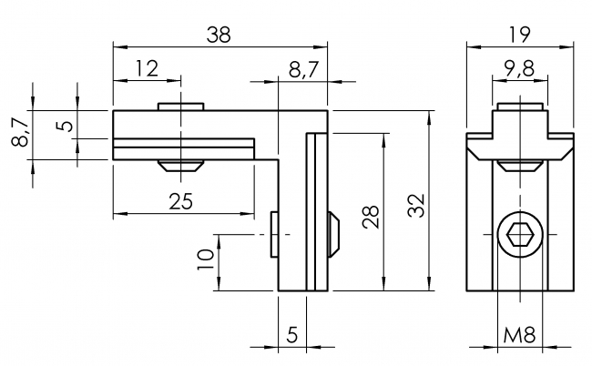 Nutwinkel, Nut 10, außen, Innenwinkel, Innenwinkel außen, 4101 S 1002 VZ 01