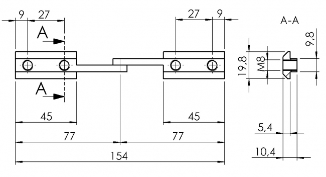 Gelenknutverbinder 154mm außen