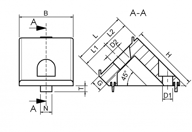 Schrägverbinder, 45°,45 Grad, Nut 10, 45 Grad Verbinder, 45° Verbinder, Diagonalverbinder, 4410 A 4545 SI 01