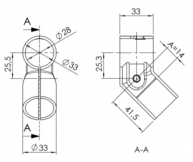 Verbinder 45° Verbinder 45°, Verbinder 45 Grad, 45, Grad, 45°, Diagonalverbinder, 5020 S 001 SW 01, Rohrprofilsystem, Rohrverbinder, Rohr Verbinder, Rohr, Verbinder