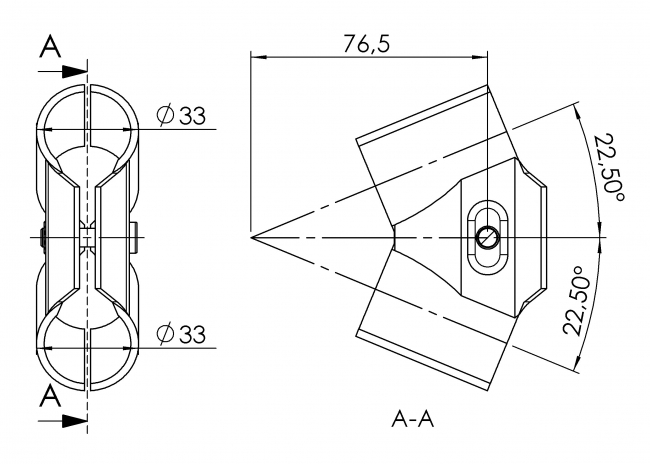 Endverbinder 45°, Eckverbinder, 45°, 45 Grad, 45, Grad, Rohrprofilsystem, Rohrverbinder, Rohr Verbinder, Rohr, Verbinder, Diagonal, Diagonalverbinder, 45° Verbinder, 5021 S 001 SW 01