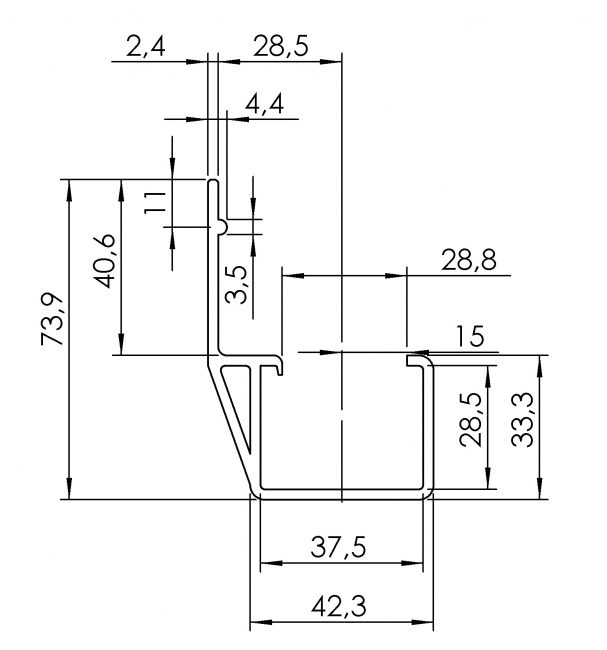 Röllchenleisten Seitenführung schmal, Steg, Seitenführung, schmal, Zubehör, 5060 K 001 WS 01