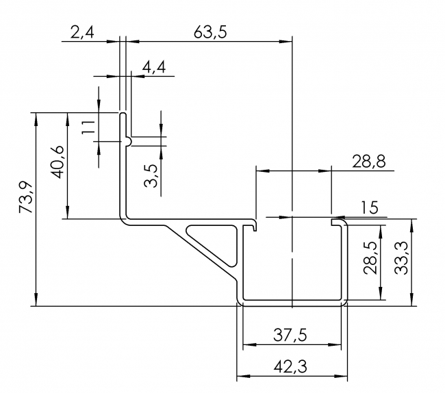 Seitenführung breit, Seitenführung, Steg, 5060 K 002 WS 01