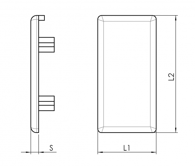 Abdeckkappe, rechtecki, PA, Bauer Profile