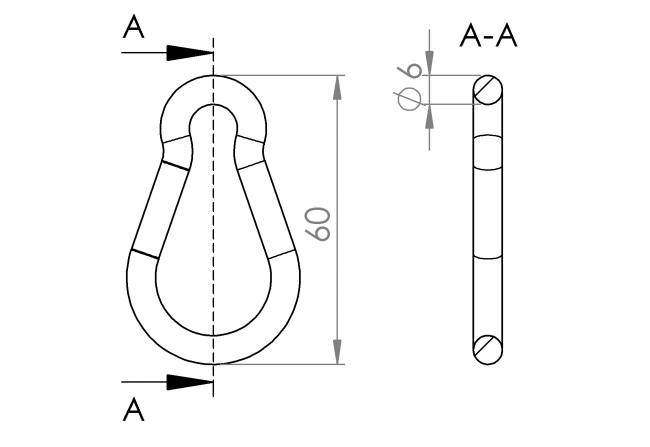 6284 S 6006 VZ 01, Carabiner, Karabinerhaken, Karabiner, Stahl, D 6, 60 DIN 5299, Sicherung, gesichert, Feuerwehrhaken, WLL, 120kg