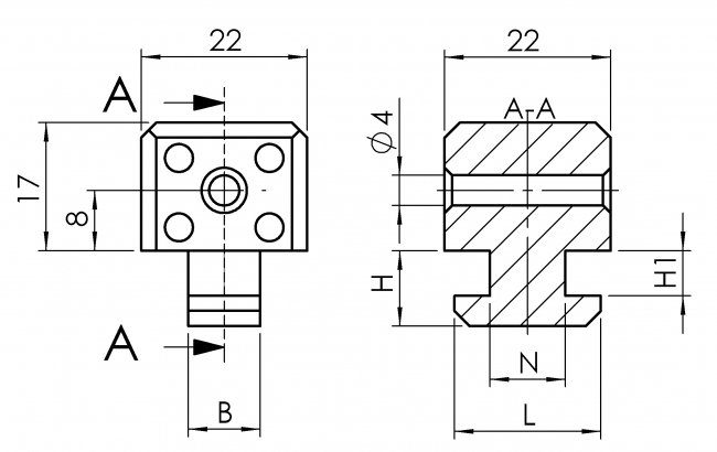 Uniblock flex, Uniblock, PA, Scheibenhalter, Halter, Flächenelement, Anbauteil, Zubehör, flexibel, Nut 10, 6303 K 10 SW 01