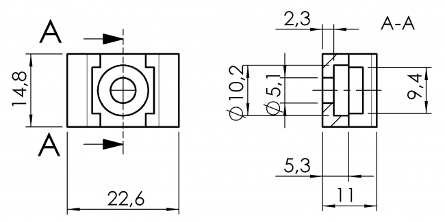 Kabelblock 1-Wege, Kabelblock, 1-Wege, Kammer, Block, Kabelbefestigung, PA, Zubehör, Uni, 6331 K 0001 SW 01