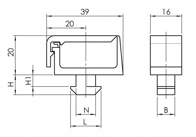 Kabelclip 1-Kammer, Kabelclip, 1-Kammer, Kammer, Kabelbefestigung, PA, Zubehör, Nut 8, Nut 10, 6333 K 0801 SW 01, 6333 K 1001 SW 01