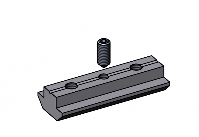 Nutenstein, 2-fach, Nut 10, mm, M6, Schraube, Gewindestift M5 x 12, mit Führung, DIN 914