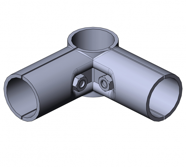 Verbinder 90° 2-fach, Verbinder-90°, Verbinder 90 Grad, 2-fach, Rohrprofilsystem, Rohrverbinder, Rohr Verbinder, Rohr, Verbinder, L-Verbinder, Eckverbinder, Eck, 5015 S001 SW 01