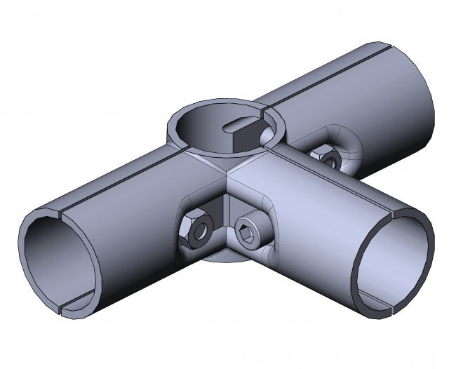 Verbinder 90° 3-fach, T Verbinder, T-Verbinder, Verbinder 90 Grad, 90 Grad, 90°, Rohrprofilsystem, Rohrverbinder, Rohr Verbinder, Rohr, Verbinder, 5016 S 001 SW 01