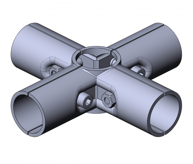 Verbinder 90° 4-fach, Verbinder 90°, 4-Fach, Doppel-T-Verbinder, Kreuzverbinder, X-Verbinder, Verbinder 90 Grad, Rohrprofilsystem, Rohrverbinder, Rohr Verbinder, Rohr, Verbinder, 5017 S 001 SW 01