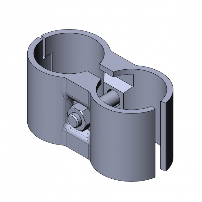 Parallelverbinder, Rohrprofilsystem, Rohrverbinder, Rohr Verbinder, Rohr, Verbinder, Doppelrohrverbinder, Doppelrohrschelle, Doppelverbinder, 5018 S 001 SW 01